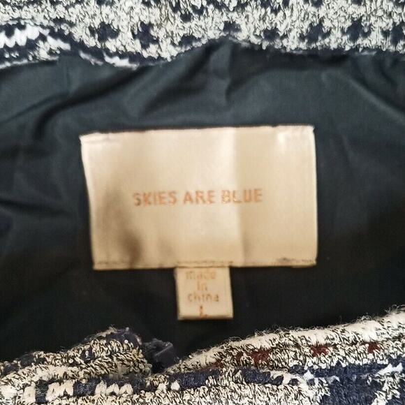 Skies Are Blue Women's L Aztec-Geometric Knit Front Puffer Vest Full Zip Snap - Picture 2 of 10